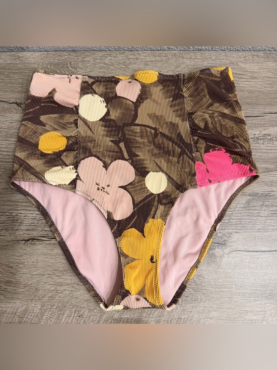 aerie Other - Aerie Bikini Bottom High Waisted Full Coverage Floral Hawaiian Pink Brown Small